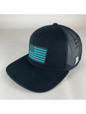 Branded Bills Turquoise American Flag Snapback Trucker Hat
